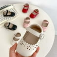 thumbnail image 4 of Busydd Baby Shoes Infant Girls Mary Janes Flats Fashion Solid Color First Walking Shoes Casual Breathable Wedding Dress Shoes Soft Sole Newborn Crib Shoes 5-18 Months, 4 of 7