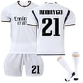 thumbnail image 1 of GZSL 2324 European Soccer Club Home Game Soccer Jersey, #21 RODRYGO European Soccer Jersey 3 Piece Set, Short Sleeve Adult European Soccer Jersey #21/L, 1 of 6