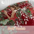 thumbnail image 4 of Christmas Duvet Cover Set Full Size, Winter Poinsettia Pine Cones Pine Needles Red 4 Piece Soft Microfiber Bedding Set with 1 Duvet Cover, 1 Flat Sheet, 2 Pillowcases, 4 of 9