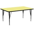 thumbnail image 1 of 30''W x 72''L Rectangular Yellow Thermal Laminate Activity Table - Height Adjustable Short Legs, 1 of 3