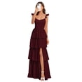 thumbnail image 1 of Vestido de dama de honor Dessiny Long Burgundy Chiffon Aline US28W, 1 of 7