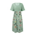 thumbnail image 4 of IDALL Summer Dresses,Petite Dresses Womens Summer Floral Print Sundress Short Sleeve Pockets Casual Loose Swing T Shirt Dress Hawaiian Dresses,Modest Dresses,Womens Dresses Green Dress 2XL, 4 of 9