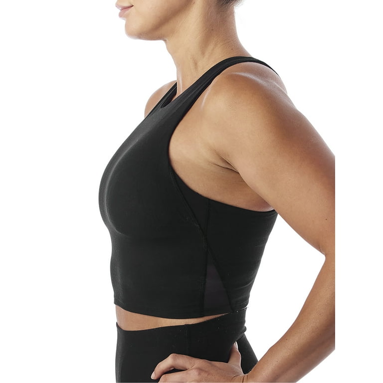 Danskin Now Tank Topwomen's Longline Sports Bra - Nylon Spandex Crop Top  With Removable Padding