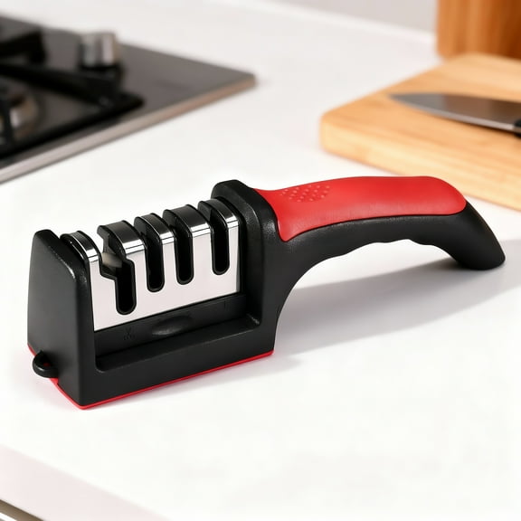 Professional Manual Cut Kit Knife Sharpener - 4 Stage Knife Sharpener in Minutes - Non-Slip Base - New Experience for Cutting and Preparing Easily and Safely