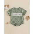 thumbnail image 4 of BemeyourBBs Newborn Baby Boy Mama's Boy Clothes Summer Dinosaur Outfit Bubble Romper Letter Embroidery Short Sleeve Bodysuit Casual Jumpsuit Playsuit, 4 of 9
