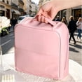 thumbnail image 3 of Stylish Handheld Partitioned Cosmetic Bag with Mirror, Waterproof Standing Makeup Organizer, Large Capacity Travel Toiletry Bag, Portable Desktop & Travel Use, 3 of 6