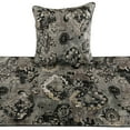 thumbnail image 4 of The HomeCentric Decorative Black & Grey Full 68 x 18 inch Bed Runner With 2 Pillow Cover set, Velvet Damask With Tassels Bed Scarf, Abstract Modern - Paved Damask, 4 of 4