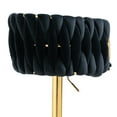 thumbnail image 5 of Swivel Bar Stools Set of 2, Counter Height Bar Stools in Velvet with Woven Back and Footrest, Adjustable Hydraulic Kitchen Counter Bar Chairs Barstool for kitchen island, Home Bar, Dining Room, Black, 5 of 9