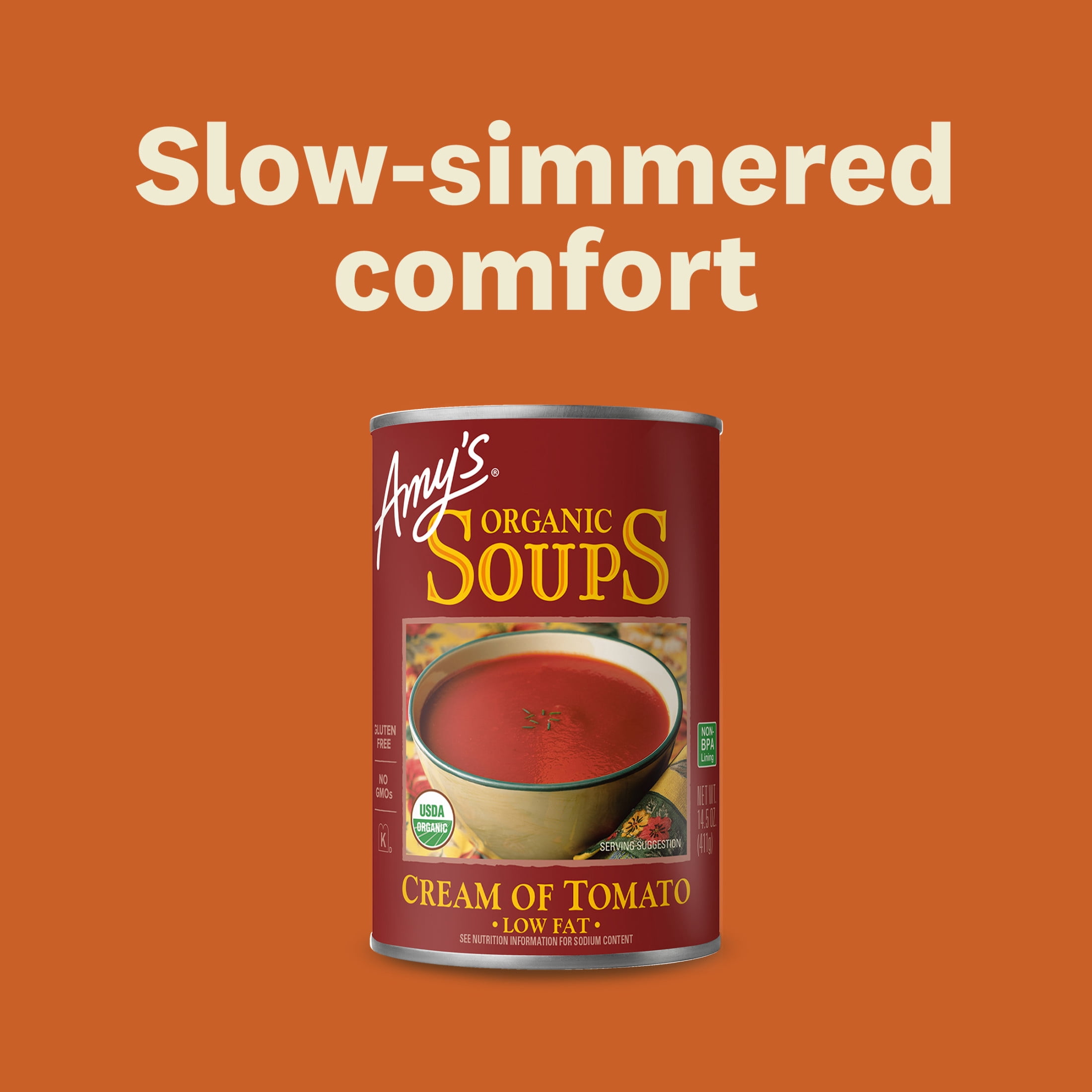 (4 pack) Amy’s Soup, Organic Cream of Tomato Soup, Gluten Free, Made With Organic Tomatoes and Cream, Canned Soup, 14.5 Oz