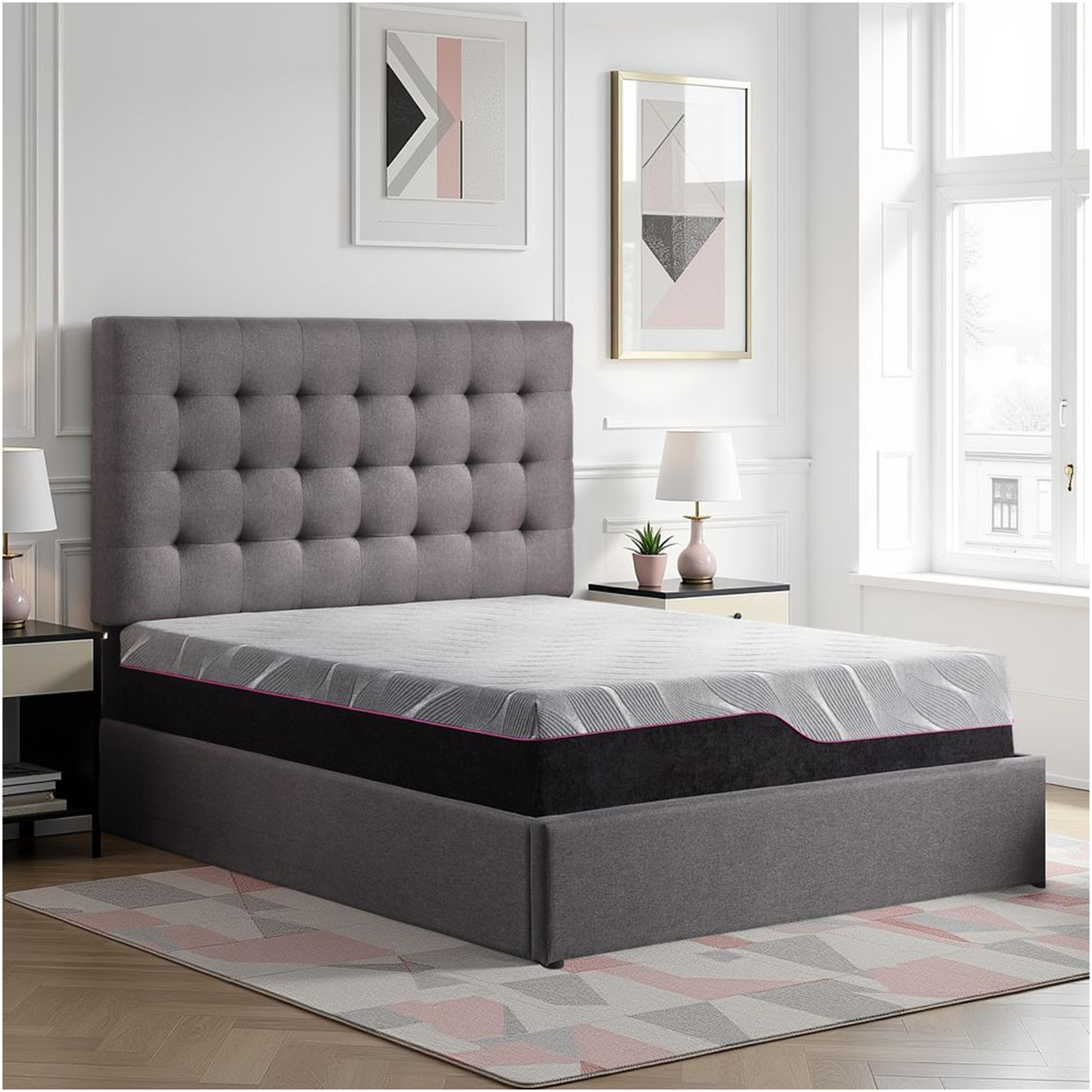 JERFIT 11" California King Cooling Gel Memory Foam Mattress, Medium Firm, Grey, 4-Layer Support, CertiPUR-US Certified, Motion Isolation, Pressure Relief