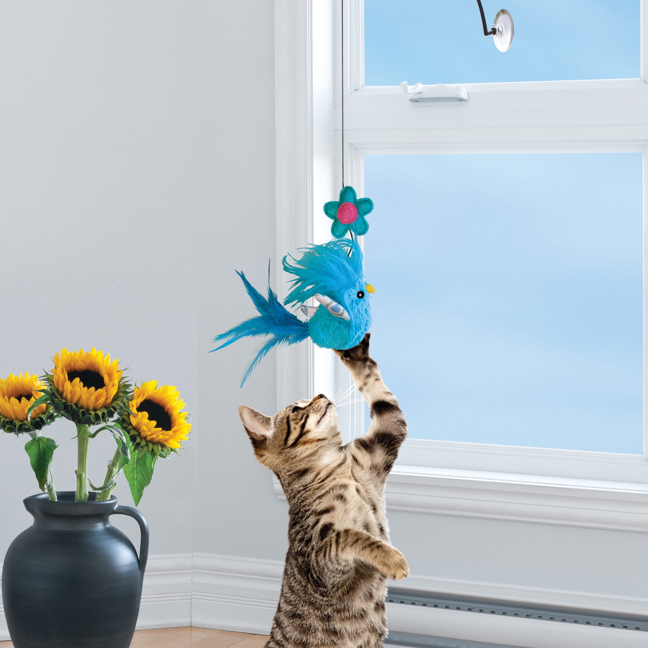 KONG® Connects™ Window Teaser Dangling Cat Toy, Blue Bird, with Premium North American Catnip