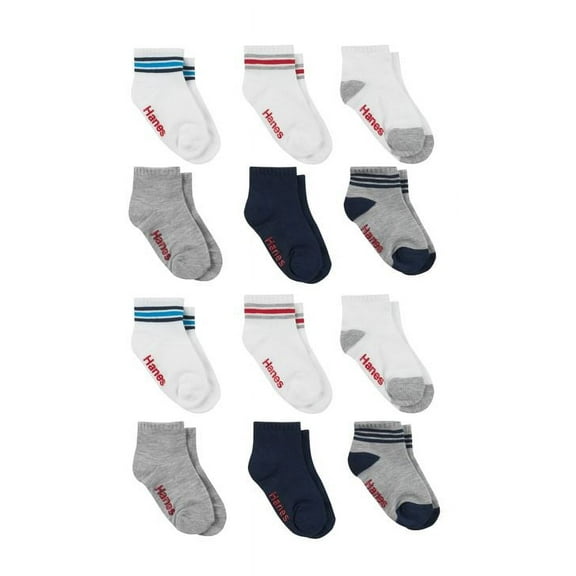 Hanes Toddler Boy Ankle Socks, 12 Pack, Sizes 6M-5T