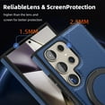thumbnail image 3 of Allytechgroup Magnetic Case for Samsung Galaxy S23 Ultra, Built-in Invisible 360° Rotatable Kickstand, Compatible with MagSafe, PU Leather Slim Shockproof Protective Phone Case Cover, Blue, 3 of 6