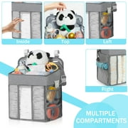 BUSATIA Hanging Diaper Caddy Organizer,Changing Table Diaper Organizer,Baby Hanging Diaper Stacker Nursery Caddy Organizer for Cribs Playyard Baby Essentials Storage,Diaper Holder Organizer