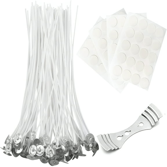 NEXIMO Candle Making Supplies,Food Grade Wicks With Metal Base,Natural Beeswax Coating For 8" (20 Cm) Diy Projects (100 Pieces)