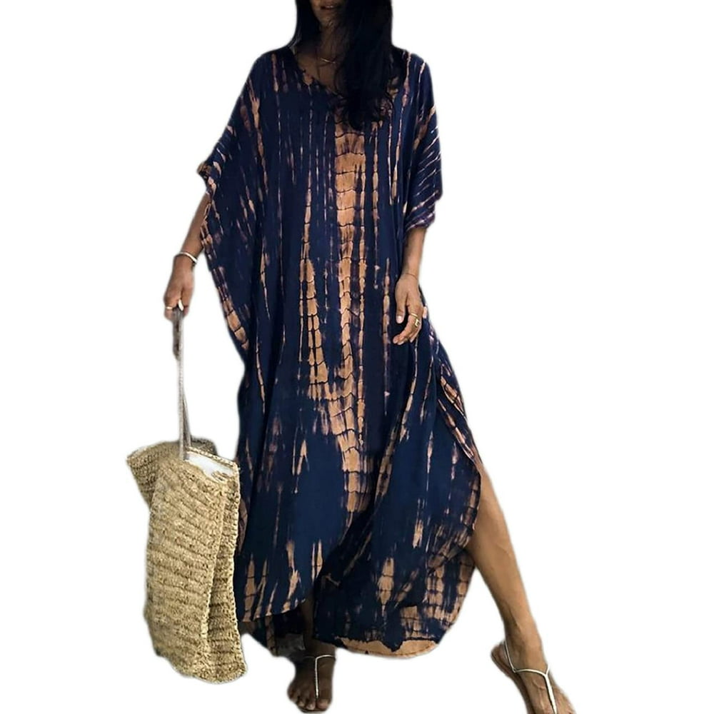 Bsubseach - Bsubseach Women Beach Kaftan Dresses Half Sleeve Plus Size ...