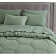 thumbnail image 6 of Chezmoi Collection Piper King Bed in a Bag 7-Pieces Honeycomb Geometric Hexagon Quilted Stone Washed Microfiber Comforter with Sheets Lightweight All Season Bedding Set, King, Sage Green, 6 of 9