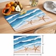 thumbnail image 6 of Blue Coastal Placemats Set of 4 Summer Beach Waves Nautical Starfish Place Mats Indoor Wipeable Table Mats Washable Cloth Dining Table Placemats for Kitchen Holiday Party Home Decor 13x19 Inch, 6 of 9