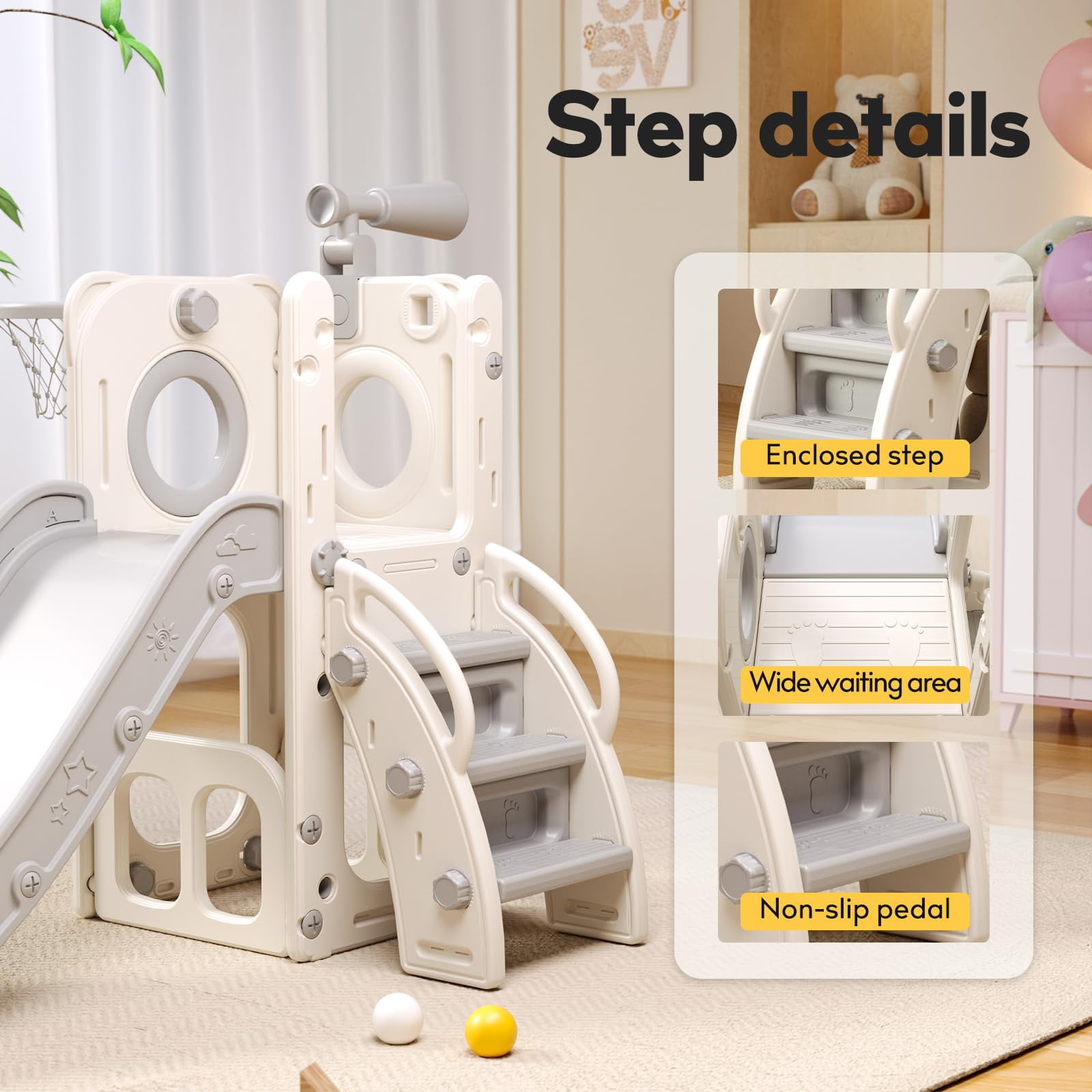 Heyday 6 in 1 Toddler Slide,Climbing Slide for Kids Baby Slide Toy for Toddlers Aged 13  (图3)