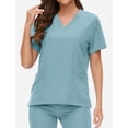thumbnail image 3 of Set Scrub VIAOLI para mujer con bolsillo y pantalones deportivos con cuello en V, 3 of 6