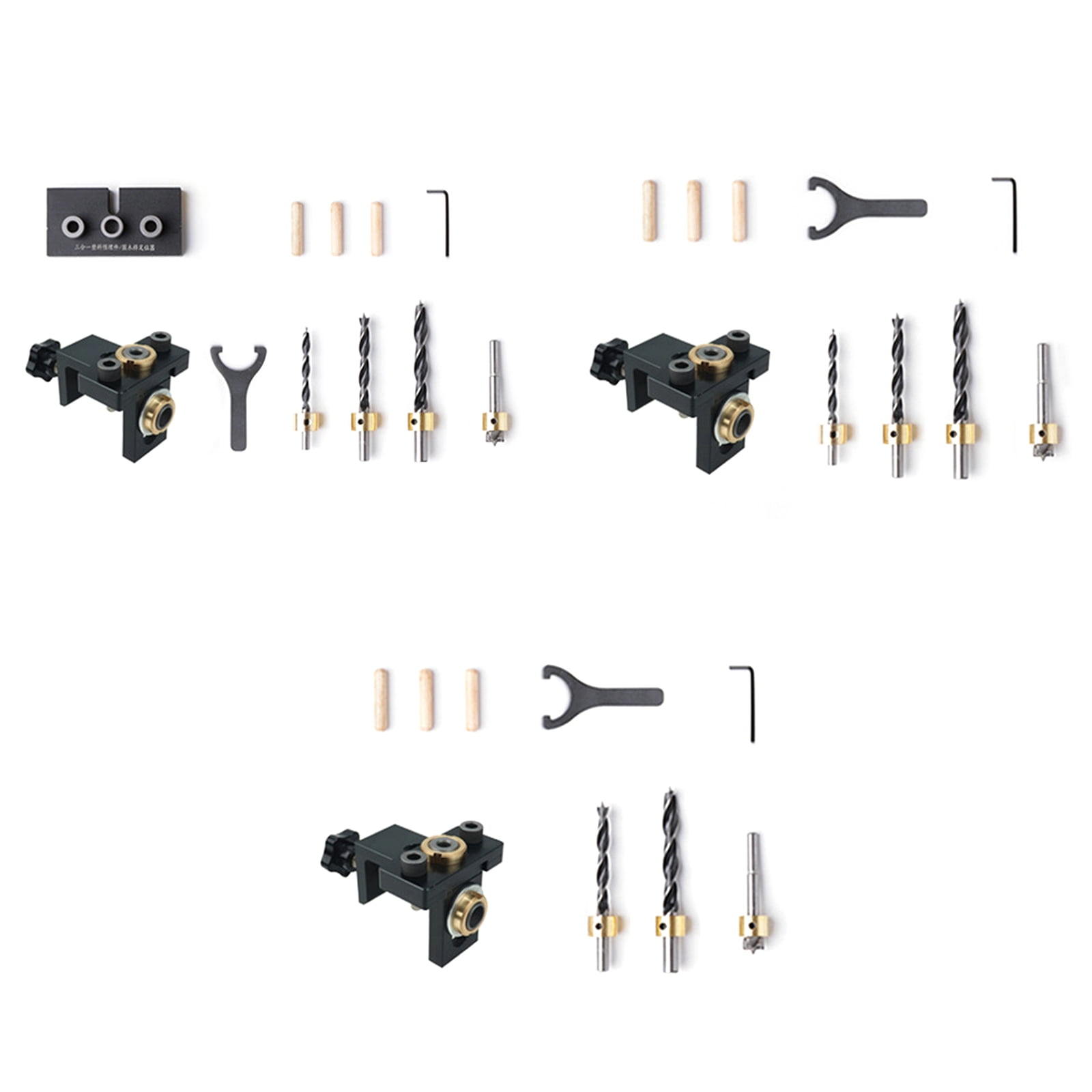 Doweling Jig Kit, 8/10/15mm Pocket Hole Jig Set With Positioning Clip,Adjustable Hole Drill Guide Puncher Locator