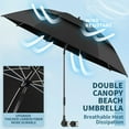 thumbnail image 2 of 1 Pack 48.6" Double Canopy Beach Umbrella with Clamp, UPF50+ Beach Chair Umbrella with clip, 360°Adjustable Portable Outdoor Wheelchair, Patio, Golf Carts,Camping, 2 of 11