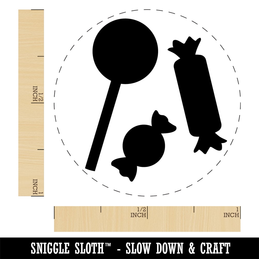 Candy Lollipop Self-Inking Rubber Stamp Ink Stamper - Black Ink - Medium 1 Inch