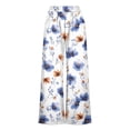 thumbnail image 7 of MYAOYI Women's Daily Casual Blue Floral Print Wide Leg Pants, Smocked Elastic High Waist Loose Flowy Trousers with Pockets for Shopping Weekend Outings, 7 of 7