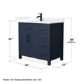 thumbnail image 4 of Beckett 36" Dark Blue Single Vanity & White Quartz Top (1-Hole) & Black Trim, 4 of 5