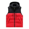 thumbnail image 2 of HOMBOM Womens Short Padded Vest Heavyweight Hooded Jackets Red with Pockets Gilet Warm Zip up Stand Collar for Women, 2 of 3