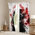 thumbnail image 3 of Manfei Graffiti Samurai Black Out Curtains for Boys Men, Red Wave Curtains Pack of 2 (42x63 Each), Black Red White, 3 of 6