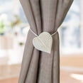 thumbnail image 4 of Evideco French Home Goods Curtain Holdbacks Magnetic Wooden Heart Curtain Tieback – Easy to Use, No Installation Needed – White, 4 of 6