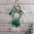 thumbnail image 3 of Boho Owl Dream Catcher Handmade Traditional Feather Dreamcatcher Hanging Wall Decorations for Home Bedroom Dark Green, 3 of 5