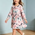 thumbnail image 6 of Wilark Girls Cotton Dress Size 4 T, Long Sleeve Printed Casual Cute Fall A Line Dress Pink, 6 of 9