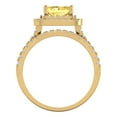 thumbnail image 4 of 3.05ct Brilliant Emerald Cut Yellow Zircon 18K Yellow Gold Halo Solitaire with Accents Engagement Bridal Wedding Ring Band Set size 7, 4 of 7