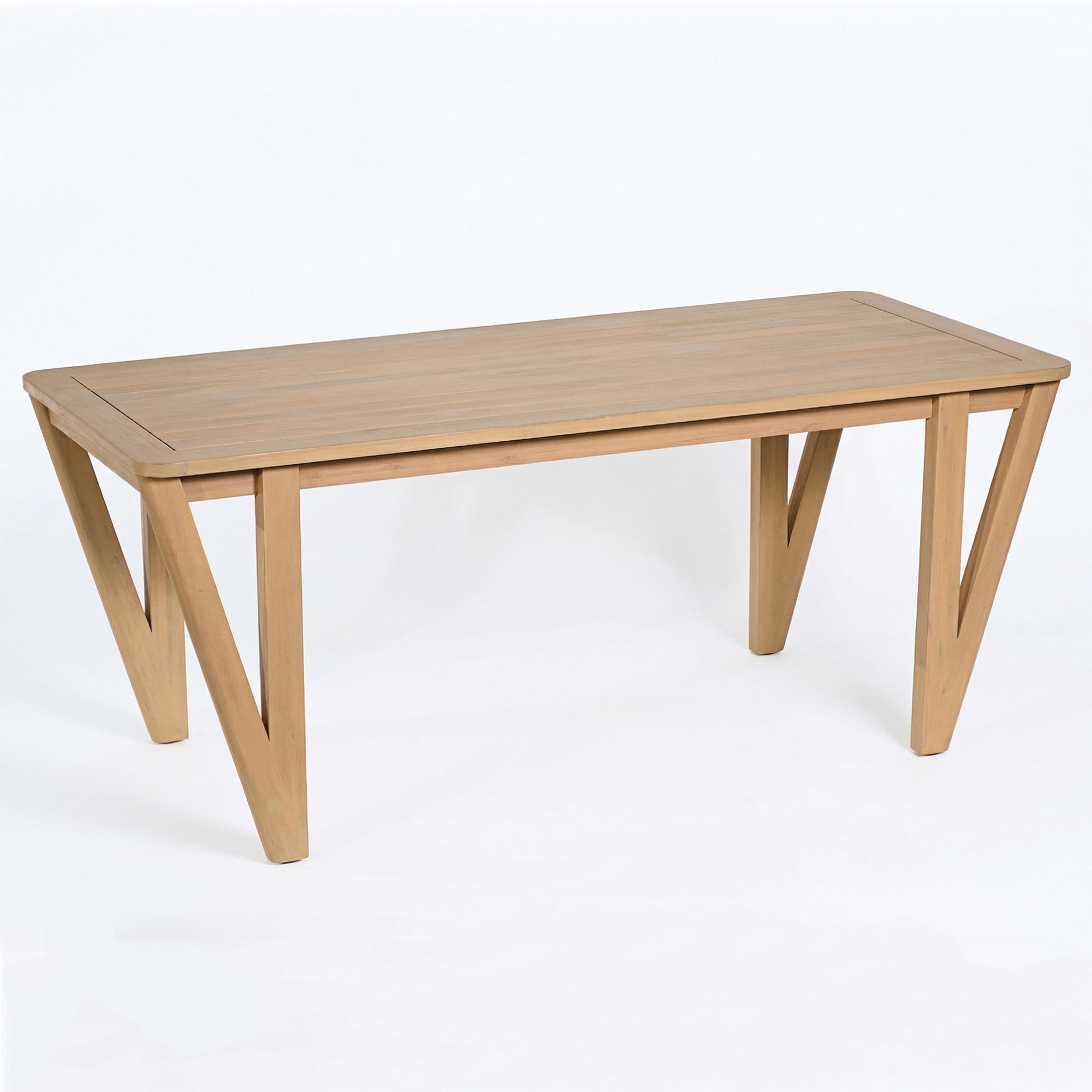 Christopher Knight Home 70.75" Farmhouse Acacia Wood Outdoor Dining Table with V-Legs, Light Teak