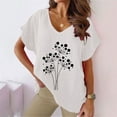 thumbnail image 2 of Diufon Cotton Linen Shirts for Women Short Sleeve V Neck Blouses Print Summer Tees Tops, 2 of 4