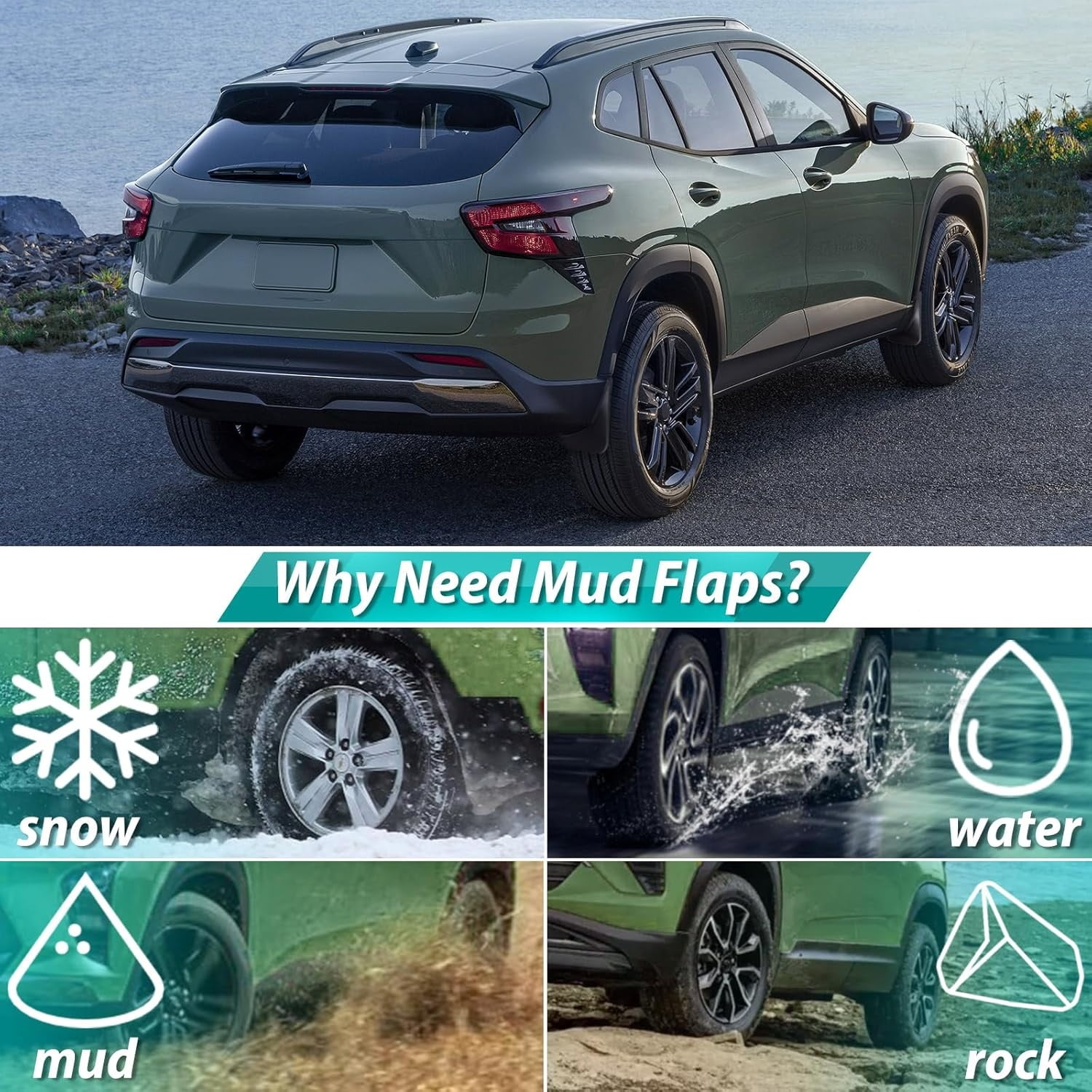 Mud Flaps Compatible with Chevrolet Trax 2026 2025 2024, Mud Guards 4pcs Fender Guards Compatible with Chevy Trax Accessories 2026 2025 2024 No Drill Splash Guards
