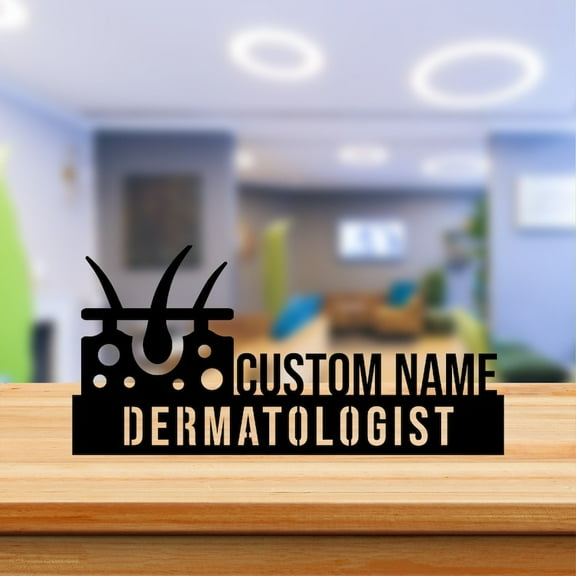 Handmadetneonsign Dermatologist Metal Nameplate, Doctor Desk Nameplate, Doctor Desk Name Plate Decor