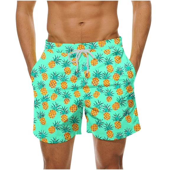 THDHVS Mens Swim Trunks,Swim Shorts Men,Summer Print Swim Trunks Stretchy Loose Fits with Pockets for Beach Green