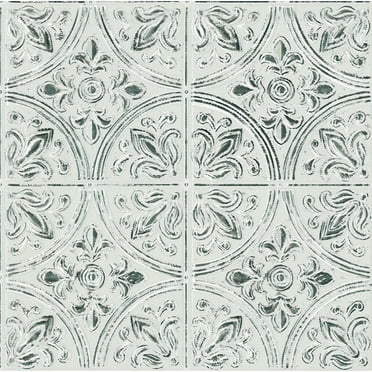 InHome White Chelsea Antique Peel & Stick Tin Tiles Backsplash Decals