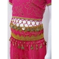 thumbnail image 6 of TiaoBug Kids Girls Floral Print Indian Belly Dance Outfits Shiny Crop Top with Bloomers Carnival Set Hot Pink 3Pcs/Set 3-5, 6 of 7