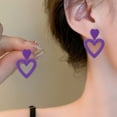 thumbnail image 2 of Honrane Vibrant Heart Earrings Heart Earrings Women's Candy-colored Heart Dangle Earrings Lightweight Acrylic Double Heart Drop Earrings for Valentine's Day, 2 of 8