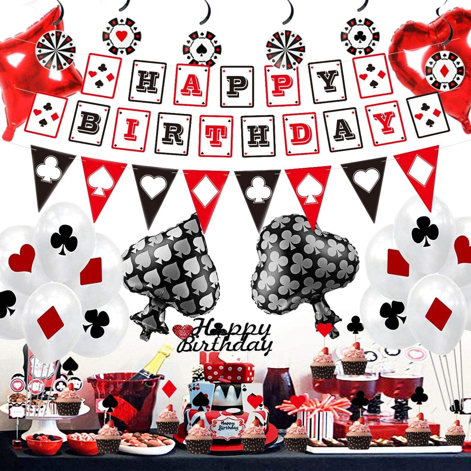 Casino Party Las Vegas Themed Party Night Card Hanging Garland Banner Decor 