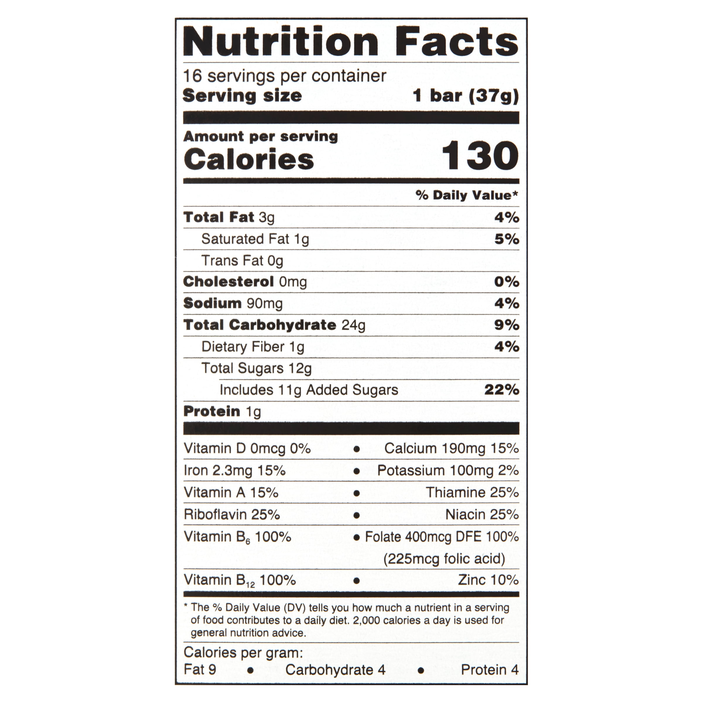 Great Value Fruit & Grain Cereal Bars, Strawberry, 1.3 oz, 16 Count