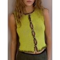 thumbnail image 4 of Womens Sweater Vest Sleeveless Button Down Tank Tops Spring Summer Cropped Cardigan 2025 Knit Top Yellow S, 4 of 9