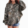 thumbnail image 2 of Staki Girl's Camo Hoodies Long Sleeve Camouflage Print Hooded Sweatshirts Pullover Vintage Tops Streetwear 2-12Y(Dark Gray,11-12 Years), 2 of 6