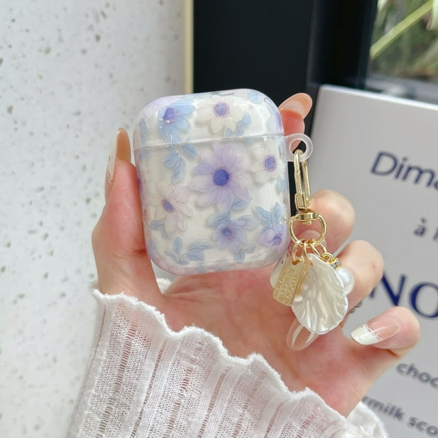 Bamboohart Shell Pattern Headphone Case Floral Print IMD Anti-Drop Cover Suitable for AirPods 1/2/3/4/Pro Earbud Case