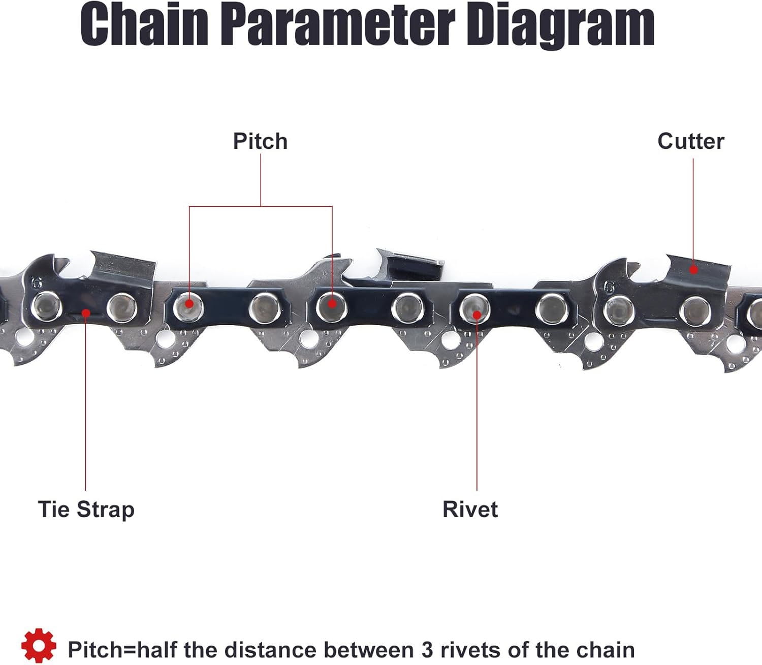 3PC 18 Inch Chainsaw Chain for Oregon CS1500, 18" Chain Replacement for EGO CS1804 CS1800-3/8" Pitch .050" Gauge 62 Drive Links