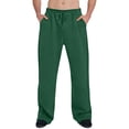 thumbnail image 2 of Domuza Baggy Sweatpants Men Wide Leg Sweatpants Relaxed Fit Straight Leg Sweat Pants with Pockets Y2k Athletic Gym Pants Dark Green M, 2 of 4